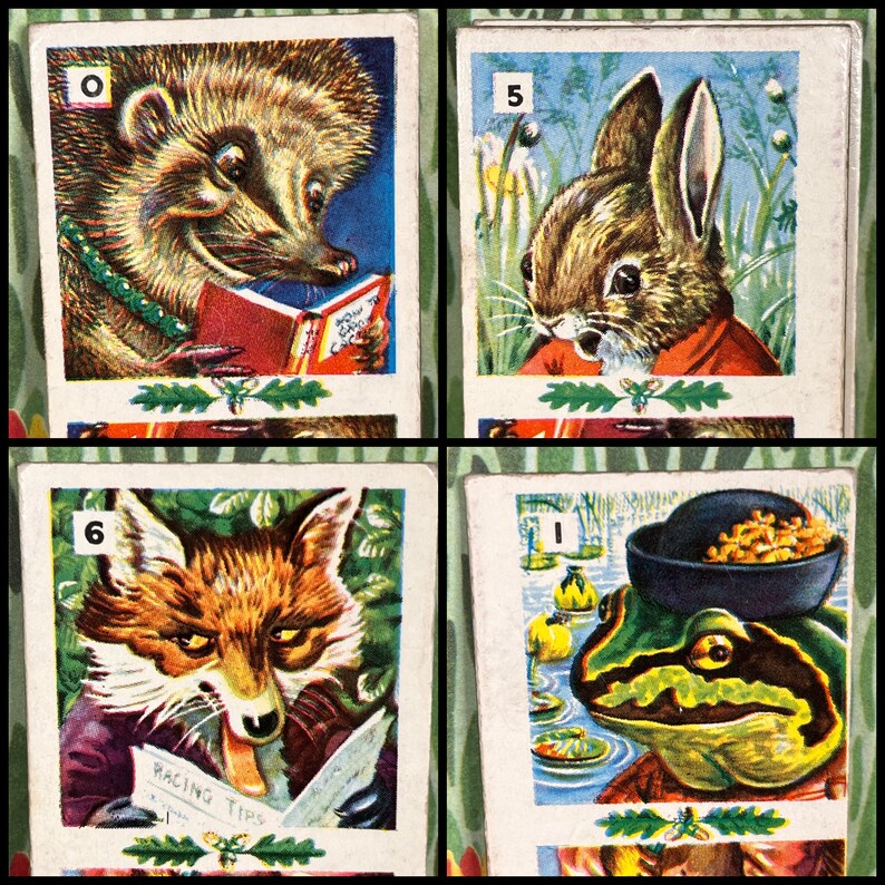 Woodland Domino's 1967 Vintage Pepys Quality Games Geïllustreerd door Racey Helps Woodland Animals Vintage Kids Games Speelgoed Jaren 60 afbeelding 10