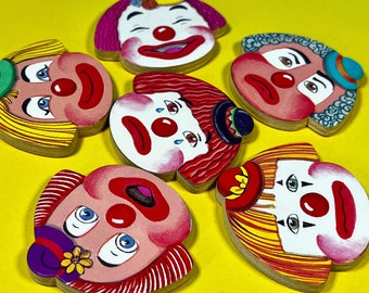 Clown Puzzle - Erstelle einen Clown - Mix And Match - Tastspielzeug - Bunt - Holzstücke - Fantasievoll - Lernen - Holzbox und Tablett