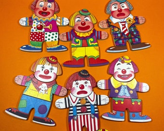 Clown Puzzle - Erstelle einen Clown - Mix And Match - Tastspielzeug - Bunt - Holzstücke - Fantasievoll - Lernen - Holzbox und Tablett