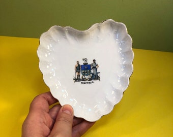 Sheffield - South Yorkshire - Decorative - Heart Shaped Trinket Dish - Union K Porcelain - Made In Czecho Slovakia - Pretty - Collectable