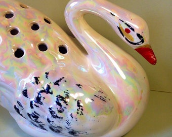 Swan - Flower Frog - Swan Planter - Vintage - Pearlescent Swan - Ceramic Swan - Flower Arranging - Vintage Homeware - Decorative