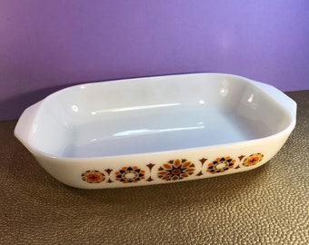 JAJ Pyrex - Toledo Pattern - Orange - Yellow - Brown - Pyrex Dish - Vintage Pyrex - Roasting Dish - Casserole - Cooking Dish - Kitchenalia