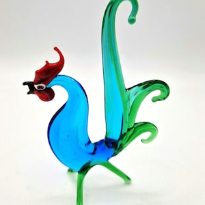 Glass Cockerel Murano Style Hand-blown Glass Chicken Glass Rooster Collectable Bird Glass Cockerel Lamp Work Glass Animals Old Fangled GB