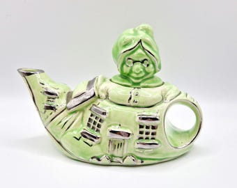 1930s Lingard Art Deco Teapot: Old Woman in Shoe Nursery Rhyme
