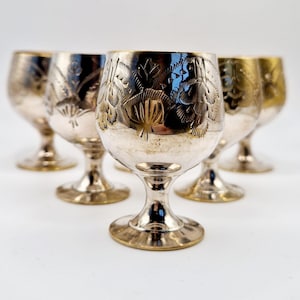Silver Plated Goblets 1960s Miniature Drinking Goblets In Original Box Toasting Cups Sherry Cups Occasion Cups Engraved Cups Old Fangled GB