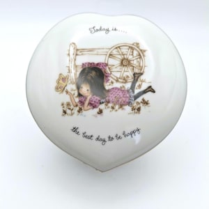 1980s Trinket Box Vintage Petticoats and Pantaloons Porcelain Heart Trinket Box Ceramic Jewellery Box Keepsakes Memory Box Old Fangled GB
