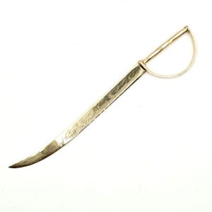 Abrecartas de sable, estilo ceremonial indio de latón, grabado, estilo militar, regalos vintage, accesorios para cartas de escritorio, Old Fangled GB