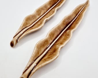 1950s Wade Pottery Leaf Dishes: Vintage Brown Glazed Trinket Dish Set