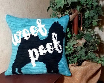Pomeranian Pillow crochet pattern, Dog Lover Gift, Graph Pattern Intarsia, Pom Home Accent Crafts, Instant Download