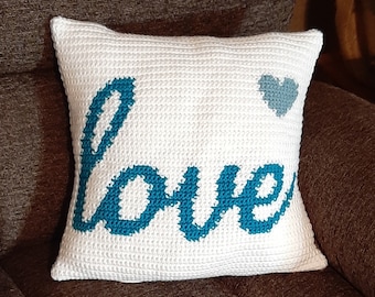 Love Pillow crochet pattern, Scripture Gift, Graph Pattern Intarsia, Valentines Crochet, Christian Crafts, Instant Download