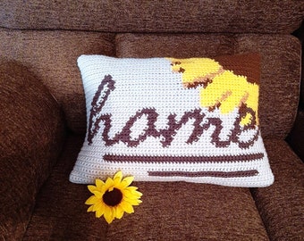 Patrón de crochet de almohada para el hogar, decoración de la casa de la granja, país rústico, intarsia de patrón de gráfico, idea de regalo hecha a mano, descarga instantánea