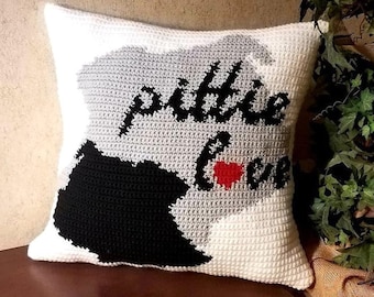 Pitbull Pillow crochet pattern, Dog Lover Gift, Graph Pattern Intarsia, Pittie Home Decor Crafts, Instant Download