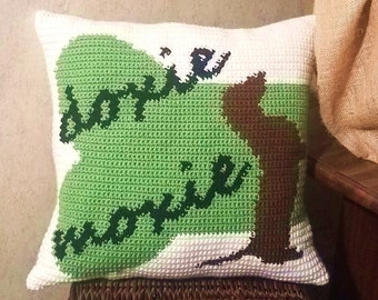 Dachshund Pillow crochet pattern, Doxie Lover Gift, Graph Pattern Intarsia, Dachshund Pillow, Instant Download
