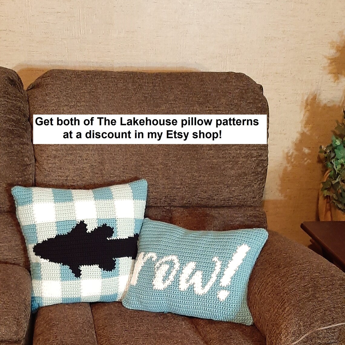 Checked Fish Pillow Crochet Pattern Lakehouse Decor Throw Etsy