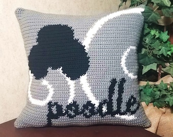 Poodle Pillow crochet pattern, Dog Lover Gift, Graph Pattern Intarsia, French Poodle Home Accent, Instant Download