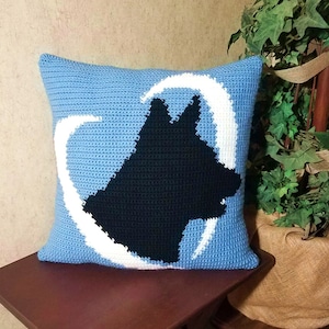 German Shepherd Pillow crochet pattern, Dog Lover Gift, Graph Pattern Intarsia, Police Dog Pillow, Instant Download