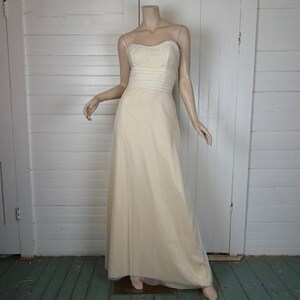 90s Minimal Wedding Dress Netting / Lace / Tulle Strapless 1990s image 2