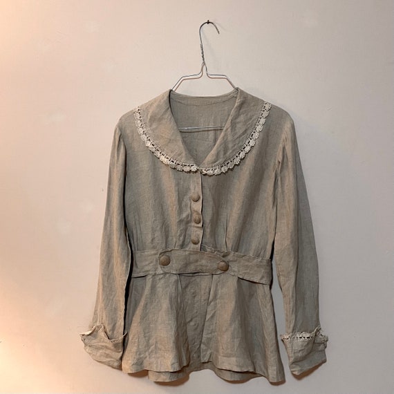 Edwardian Linen Blouse in Natural- 1910s Titanic … - image 2