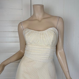90s Minimal Wedding Dress Netting / Lace / Tulle Strapless 1990s image 1