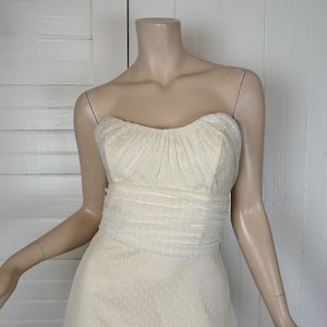 90er Minimal Brautkleid - Netz / Spitze / Tüll - trägerlos - 1990er Jahre