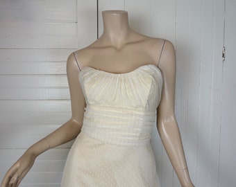 90s Minimal Wedding Dress- Netting / Lace / Tulle- Strapless - 1990s