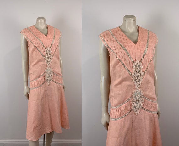 peach linen dress