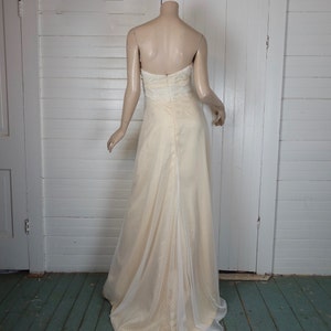 90s Minimal Wedding Dress Netting / Lace / Tulle Strapless 1990s image 5