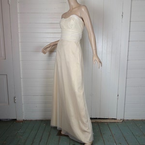 90s Minimal Wedding Dress Netting / Lace / Tulle Strapless 1990s image 4