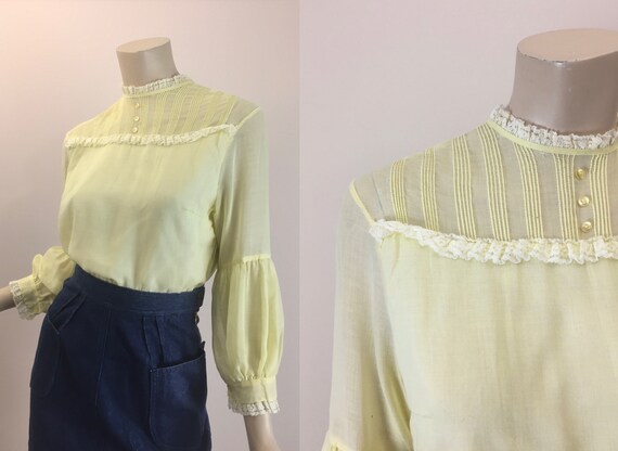 yellow high neck blouse