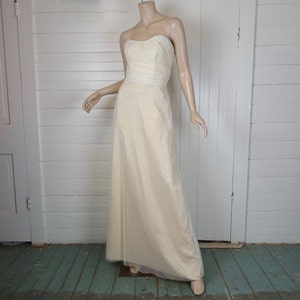 90s Minimal Wedding Dress Netting / Lace / Tulle Strapless 1990s image 3