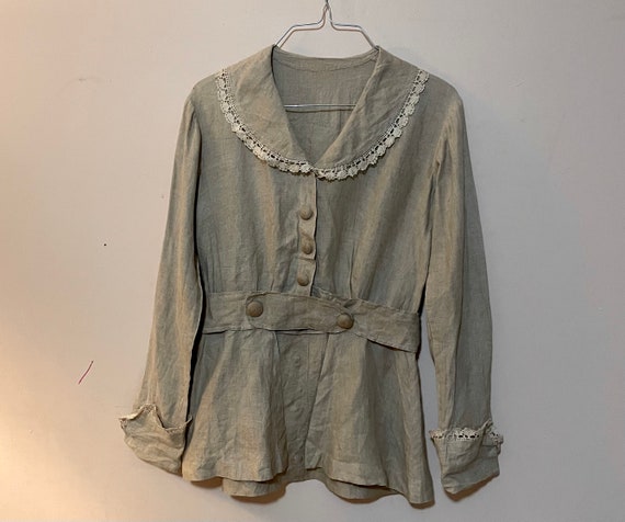 Edwardian Linen Blouse in Natural- 1910s Titanic … - image 1