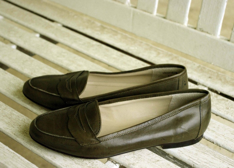 9 West Olive Green Penny Loafers image 2
