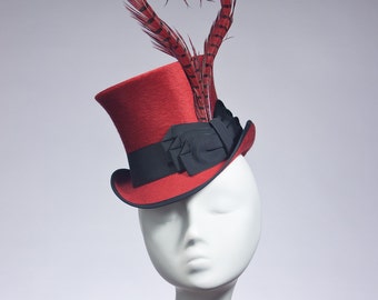 Cherry Red ‘Viola’ Ladies Mini Top Hat