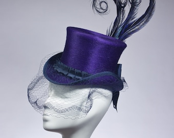 Mini Top Hat ‘Una’ in Purple and Navy Blue