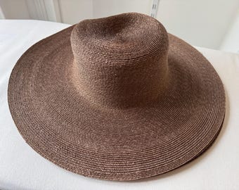 Capeline "Super Fine" Natural Milan Straw Hat Bodies Chocolate Brown