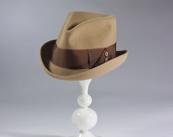 Mod Style 'Drake' Fedora Hat in Camel Light Brown