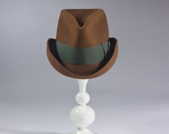 Mod Style 'Drake' Fedora Hat in Brandy Brown
