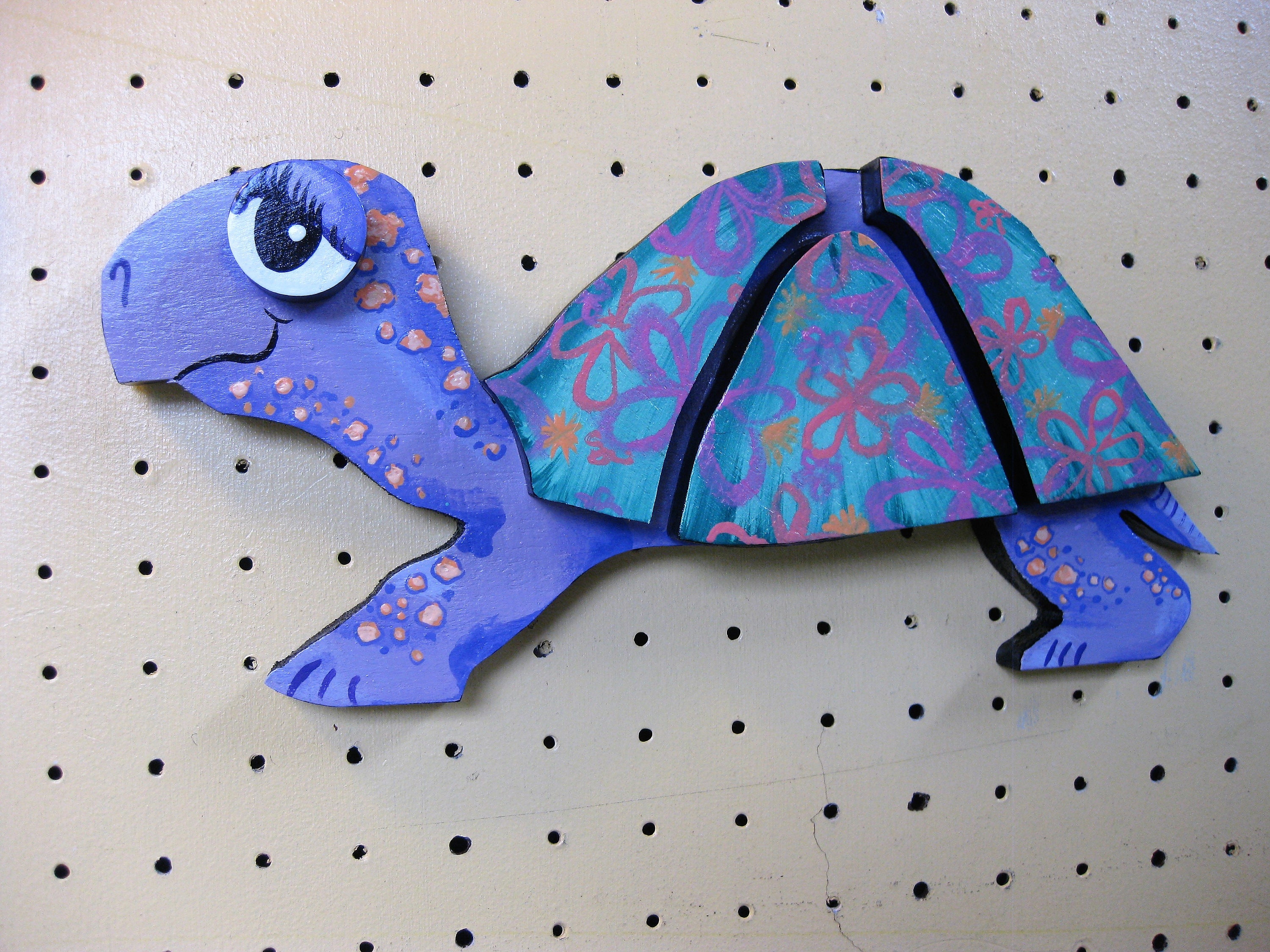 TURTLE Hand PAINTED Wood Ornate Land Turtle ART Tortoise Etsy