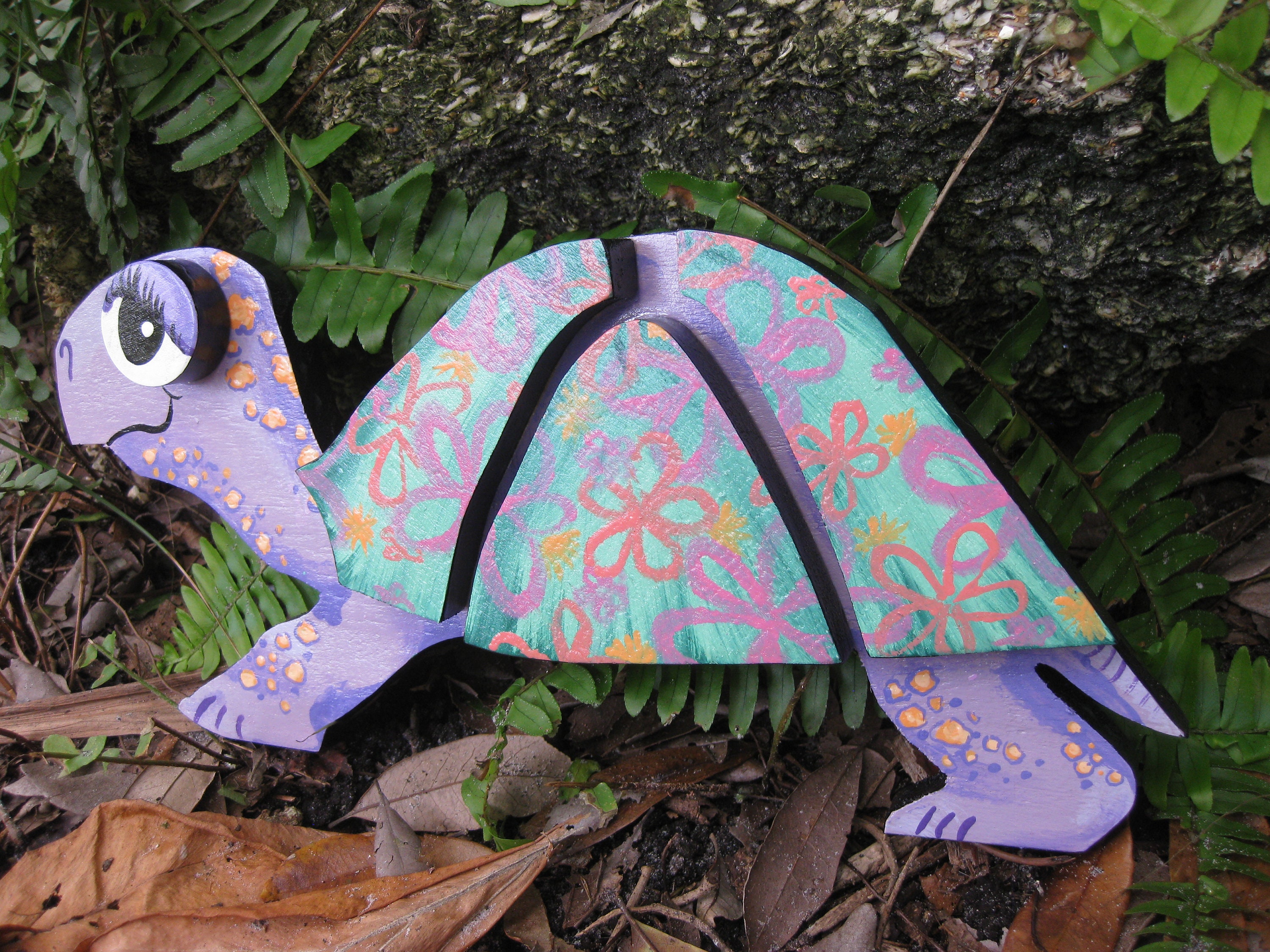 TURTLE Hand PAINTED Wood Ornate Land Turtle ART Tortoise Etsy