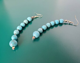 Turquoise Raindrop Earrings - dangle, repurposed materials