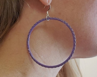 Lavender Loops hanging hoop earrings - repurposed materials