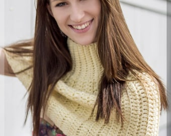 Crochet Turtleneck Poncho Cowl Pattern, DIY Capelet Shrug