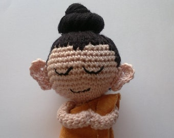 Gehaakte baby Boeddha Amigurumi patroon, gehaakte knuffel, Siddhartha Gautama Boeddha Zen monnik spirituele Japans, gehaakte poppen voor baby's