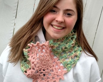 Chamomile Skulls Cowl Crochet Pattern, Floral Lacy Infinity