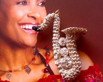 Crochet Miniature Saxophone Pattern: Jazz Music Jewelry (PDF Pattern)