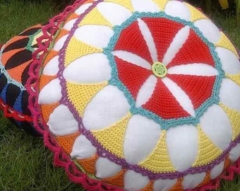 Lace Mandala Pillow Crochet Pattern, Round Cushion DIY