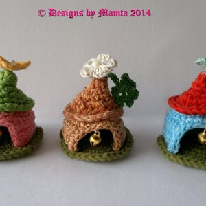 Crochet Gnome Home Pattern For Christmas, Crochet Garden Gnome Fairy House Pattern, Miniature Ornament Patterns, Fairy Garden Decorations image 2