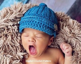 Trendy Newsboy Crochet Hat Pattern, AppleJack Hat, Fisherman Cap Pattern, Crochet Newsboy Hat Pattern, Photography Props, Newborn Baby Kids