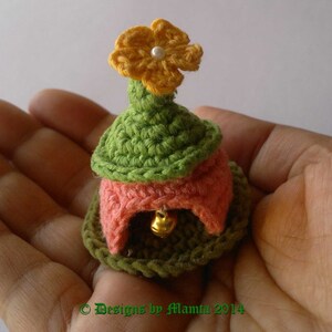 Crochet Gnome Home Pattern For Christmas, Crochet Garden Gnome Fairy House Pattern, Miniature Ornament Patterns, Fairy Garden Decorations image 5