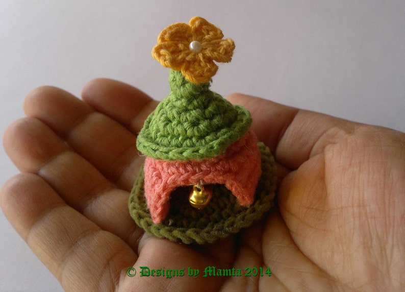 Crochet Gnome Home Pattern For Christmas, Crochet Garden Gnome Fairy House Pattern, Miniature Ornament Patterns, Fairy Garden Decorations image 5